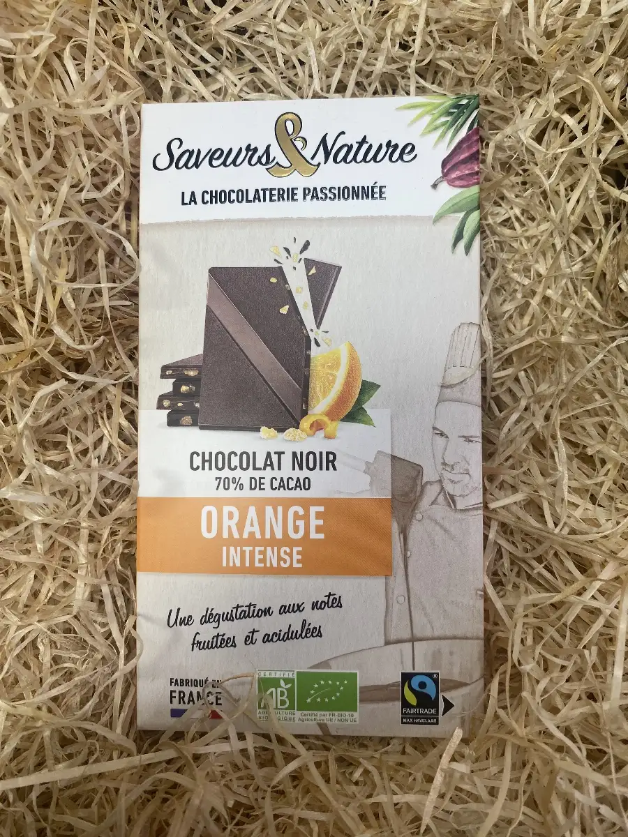 Saveur & Nature Chocolat Noir Orange Intense 70 % Cacao (80g)